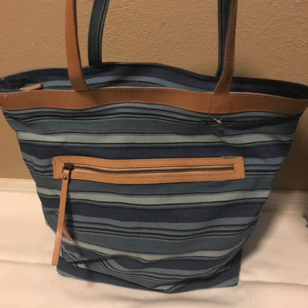 Blue Striped Tote Bag
